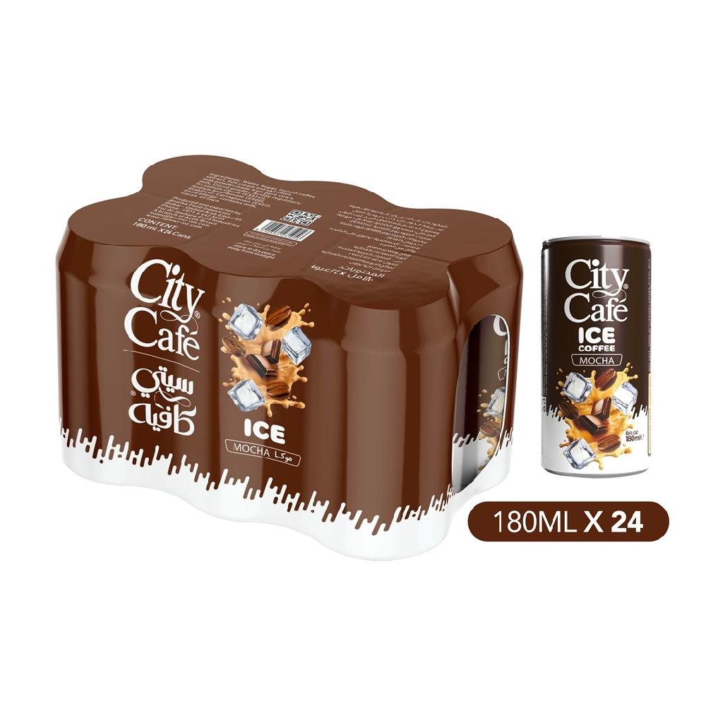 قهوة مثلجة بطعم الشيكولاتة - سيتي كافية - آيس كوفي - ٢٤ علبة - 180 مل